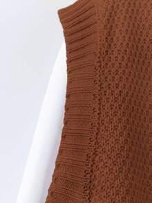 Áo len cổ tròn màu trơn thường ngày cỡ lớn - Rỉ Nâu - Xem 5