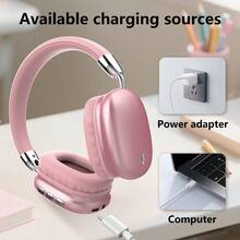 Gerripuer 新款耳罩式無線耳機 HIFI 高解析通話 舒適 MP3 可折疊旋轉伸縮 ABS 塑料金屬質感 高端商務禮品 5.3 智能晶片 HIFI 音效 雙連接 超長續航 簡約便攜 低延遲 HiFi 立體聲，適用於手機、電腦與遊戲耳機 - 粉色 - 查看 11