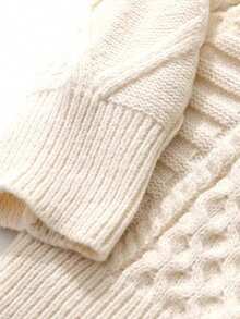 Women's Vintage Style Round Neck Casual Cable Knit Sweater, Autumn