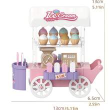 عربة بيع آيس كريم وبسكويت دونات لعب للأطفال مع إضاءة، مشهد مصغر واقعي DIY، مجموعة ألعاب منزلية تعليمية، هدية إبداعية لأطفال من عمر 3-6 سنوات في عيد الميلاد والكريسماس