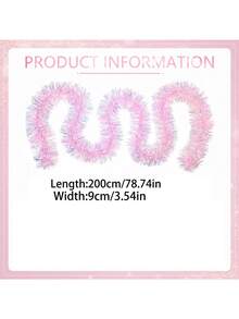 إكليل معلق من الترتر الوردي اللامع، ديكور معدني لشجرة عيد الميلاد، ديكور إكليل معلق للاحتفالات بالأعياد والأعراس وعيد الفصح والمناسبات المنزلية الداخلية والخارجية، ديكور للسلالم والمداخل والمنزل والغرف في فصل الشتاء