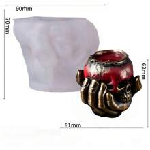 Hand Holding Skull Silicone Mold - Reusable & Easy Release For Candle/Clay/Plaster/Epoxy Resin DIY, Halloween Craft Kit For Spooky Decor And Horror Handmade Gifts 1pc