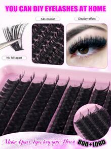 544/640 piezas Racimos de pestañas postizas estilo D Curl de alta capacidad, adecuadas para ojos gruesos y esponjosos, con aspecto natural. Maquillaje de belleza para hacer en casa. Gran capacidad de libro de pestañas individuales para principiantes, artistas de maquillaje, pestañas postizas suaves y duraderas. Extensiones de pestañas segmentadas para ojos de zorro/gato. Libro de pestañas portátil para viajes, adecuado para escenario, boda, exterior, trabajo diario, fiesta de música. Utiliza racimos de pestañas (80D100D/50D60D/30D40D/10D20D)