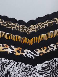 8pcs/Set Women's Seamless Leopard Print & Solid Color Wavy Trim Comfortable Smooth Fabric Triangle Panties - Multicolor - View 4