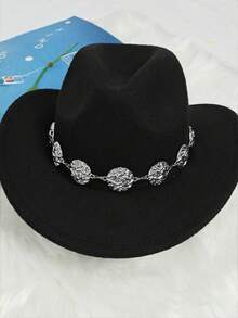 Street Hip-Hop Exaggerated Hat Decor Chain Gentleman Cowboy Hat Accessory