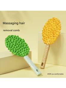 宠物榴莲按摩梳猫毛脱毛梳猫毛清洁刷梳多功能刮毛器毛刷 - 彩色 - 查看 3