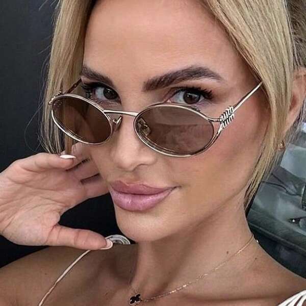 1 pieza Gafas de moda y elegantes con marcos de metal vintage y elegantes, adecuadas para viajes de verano, accesorios de playa y combinación para fotografía