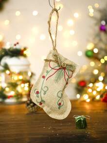 1pc Christmas Linen Pendant, Christmas Tree, Christmas Stocking, Ball, Five-Pointed Star Shape, Suitable For Christmas Party Decoration, Christmas Tree Hangings, Indoor Hangings For Living Room Bedroom Room Decoration Home Decor Christmas Decorations