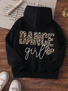 Sweat-shirt-shirt décontracté imprimé pour la Saint-Valentin, filles, doux et épais, manches longues, Top à capuche coloré pour l'automne/l'hiver, vêtements pour étudiants et jeunes enfants - met en valeur le style unique de chaque enfant ! Sweat-shirt-shirts, vêtements pour préadolescentes, vêtements pour enfants, vêtements de Saint-Valentin pour filles - Noir - Voir 3