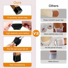 4/24pcs Square Chair Leg Floor Protectors - Thick Silicone Furniture Sliders, Transparent Chair Covers For Noise Reduction & Floor Protection, Durable Furniture Pads For Tables And Chairs, Sofas & Coffee Tables