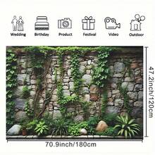 1 幅常春藤和石墙横幅 - 郁郁葱葱、充满活力的绿色常春藤攀爬石墙设计，耐用的聚酯纤维背景适合生日派对，多种尺寸适合户外庆祝活动和花园装饰，无需电源，户外装饰。充满活力的绿色背景，易于组装的背景横幅 - 綠色 - 查看 6