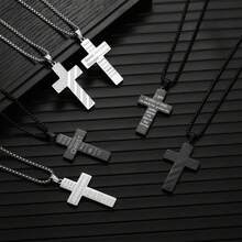 RWQIAN American Necklace Men Bible Verse, Christian Religious Scriptures Faith Baptism 1st First Pendant Chain Boys, Fathers Dad Day Graduation Jewelry Gifts Him - màu đen - Xem 7