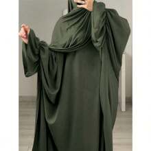 1 件蝙蝠袖长袍，穆斯林伊斯兰女装，适合日常穿着，四季皆宜 - 彩色 - 查看 26