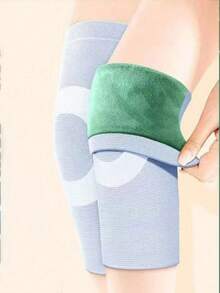 1pc Warm Moxa Knee Pad, Sports Knee Joint Cold Protection, Four-Way Stretch Thick Knitted Knee Pad - Multicolor - View 2