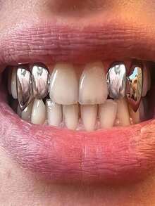 1 Pair Copper Alloy Fang Tooth Hiphop Teeth Jewelry, Party/Nightclub Decoration, Carnival Accessory, Unisex Personalized Stage Props, Includes Dental Mold For Adjustable Fit