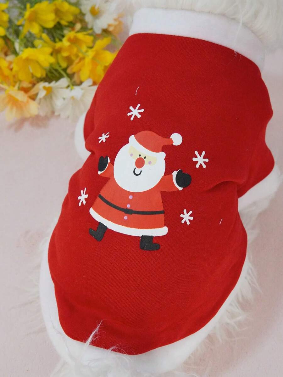 Pet Dog Christmas Santa Claus Fleece Sweatshirt, Outdoor Wear For Small Cats And Dogs