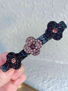 4个优雅街头风女士双层四叶草编织发夹，刘海装饰发夹，侧边发夹，发饰，爪夹，发卡，发夹，发卡，发爪，头部饰品，发卡 - 彩色 - 查看 9