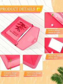 1/2/6pcs A4 Plastic Folder, Envelope Extension File Wallet Organizer, With Snapshot And Pocket Waterproof Transparent Document Bag, Three-Dimensional File Bag Transparent Twill A4 Storage Envelope Office Test Paper