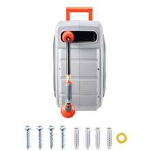 Retractable Garden Hose Reel, 1/2 Inch X 65 Ft Wall Mounted Hose Reel, Heavy Duty Garden Hose Reel With 9 Patterns Nozzle, Any Length Lock, Upgraded Slow Return System And 180°Swivel Bracket - Multicolor - View 8