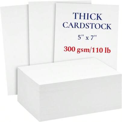 S200 Pack White 300 GSM 110 Lb Thick Cardstock Paper Blank Heavyweight Wedding Invitation Cards For Printing Flashcards Postcards 5x7 Inch