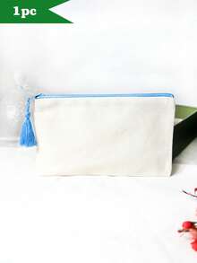 1个/5个（混色）帆布拉链流苏收纳包，旅行化妆包，化妆品收纳包，铅笔盒，DIY收纳袋，DIY礼物，化妆包，洗漱包，浴室用品，大学宿舍旅行必备，多功能化妆品收纳包，可爱手提包钱包收纳包，便携式化妆刷收纳包，带拉链，可存放口红、护肤品、手机、硬币和其他小物件，适合居家、旅行、海滩、泳池派对、度假和上学等场合。