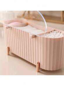 1 pieza Caja de almacenamiento de maquillaje de gran capacidad para escritorio con tapa antipolvo, adecuada para la organización del escritorio en el hogar