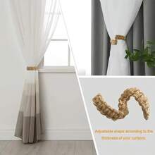 قطعة واحدة أو قطعتان من حبل الكتان المنسوج لتنظيم وتخزين الستائر، رف منسوج لتثبيت الستائر، رف حبل زخرفي، مناسب لديكور غرفة النوم والمنزل.