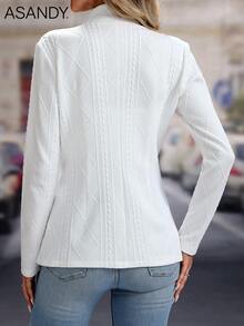 女士秋冬纹理西装外套 - 长袖休闲夹克，休闲办公室外套