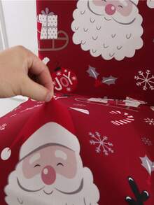 1pc Santa Claus Pattern Stretch Full Coverage Sofa Cover, Modern Style Polyester Fabric, Machine Washable, Suitable For Holiday Decoration - Santa Claus - View 7