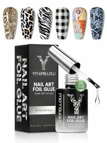 YOKEFELLOW 16ML NAIL ART FOIL GLUE With Good Viscosity & Strong Adhesion, Foil Transfer Gel For Nails Stickers Transfer, Nail Art Gel Nail Polish Soak Off LED Lamp And Women For Manicure DIY At Home Gifts. - 彩色 - 查看 7