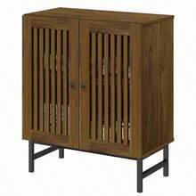 Sideboard Buffet Cabinet, Storage Cabinet With 2 Rattan Doors And Adjustable Shelves, Sideboard Console Accent For Dinning Room, Kitchen And Living Room - Brown - View 8