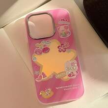 Carcasă de telefon Star, cu design aurit magenta și animale, pentru 16, rezistentă la șocuri, compatibilă cu Apple 15 Pro Max, 14, 13, 11, stil creativ și drăguț INS