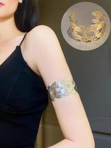 1件装时尚夸张金属镂空手镯，C形可调节臂环，适合返校季和情人节佩戴 - 彩色 - 查看 13