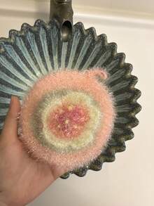 2pcs Cherry Blossom Pattern Dish Cloths, Household Kitchen Cleaning Wiping Cloths, Hanging Dish Cloths, Pink Dish Cloths