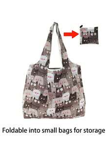1pc Reusable Grocery Shopping Bag,Foldable Tote Bag With Handles,Large Capacity Shopper Bag,Foldable Tote Bag,Multi Functional Storage Bag,Shopping Bag, Folding Bags,Supermarket Shopping Bags,Creative Portable Printed Hand-Held Storage Bags,For Carrying Groceries, Shopping