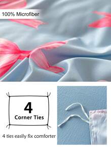 2/3 件蓝色蝴蝶结图案数码印花羽绒被套，适合所有季节的可爱床上用品套装，卧室装饰，柔软透气，可机洗（1 个羽绒被套 + 1/2 个枕套，无填充物）