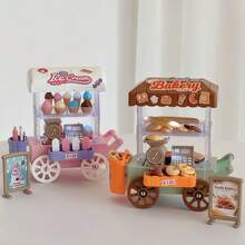 عربة بيع آيس كريم وبسكويت دونات لعب للأطفال مع إضاءة، مشهد مصغر واقعي DIY، مجموعة ألعاب منزلية تعليمية، هدية إبداعية لأطفال من عمر 3-6 سنوات في عيد الميلاد والكريسماس