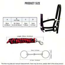 3er Set Pferde Halfter - Führleine + Halfter + Gebiss, Pferdereitausrüstung, Essenzielles Zubehör für Pferderennen und Reitsport