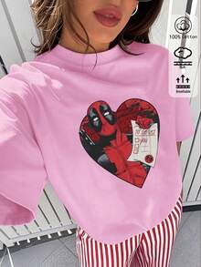 春夏女士新品：春夏 T 卹、春夏女士服裝、印花 T 卹、印花上衣、棉質上衣、高品質 T 卹、復古風、學院風、可愛風、都市風、Z 世代風格、千禧一代風格、Y2K 風格、朋克風、做舊風、極簡風、簡約風、休閒風、日常印花風、度假風格、有趣風格 - 淺桃紅 - 查看 1