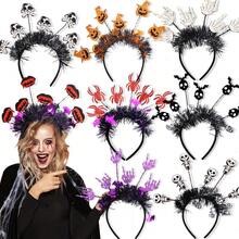 1pc New Halloween Headband With Pumpkin, Spider, Fur Decor, Funny Radial Tinsel Hair Accessory For Halloween Party