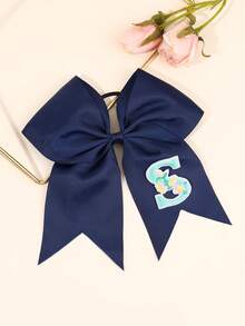 1 件海军蓝啦啦队蝴蝶结，适合女士女孩 A-Z 字母刺绣罗缎丝带蝴蝶结发带纯色字母花朵刺绣蝴蝶结发带优雅蝴蝶结松紧带休闲纯色蝴蝶结发绳啦啦队蝴蝶结橡皮筋女士发饰、马尾辫夹、发圈、发带、弹性发带、家居美容女士配饰礼品 - 藏蓝色 - 查看 28