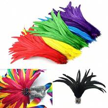 100pcs 10-12 Inch Artificial White Rooster Tail Feathers, Bulk, Suitable For DIY Crafts, Costumes And Halloween Party Decorations - Multicolor - View 3