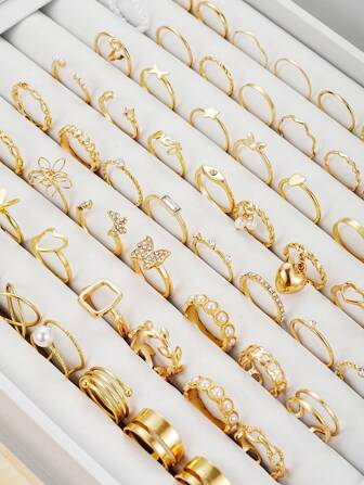 70/73/23/30/24 st. Enkel metallgeometrisk pärlhalsband med hjärtformad stapelbar ring, present till kvinnor, tillbehör till fest, lämplig för flickvän/vän