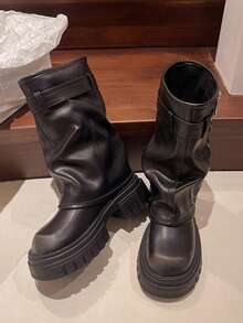 2025 New Thick Sole Platform Flared Leg Boots For Women, Autumn Retro Brown Short Knight Boots,Y2k Shoes