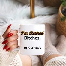 1 pieza Taza con diseño personalizado del nombre de jubilación, taza de texto personalizado, taza de café personalizada, taza de familia personalizada, crea tu propia taza, taza personalizada con nombre para café, regalo de recuerdo de jubilación, regalo para mejor amigo, regalo de jubilación para mamá/papá/abuelo/colega/amigo