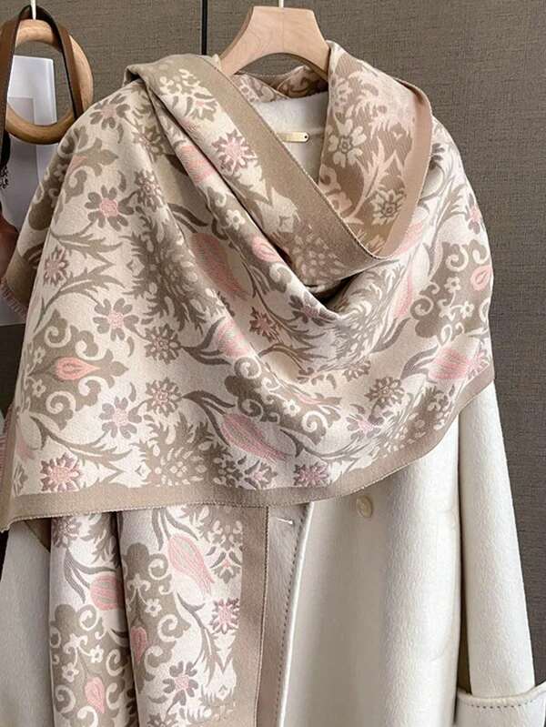 1pc Vintage Fashionable Women Scarf Shawl, Multi-Functional Warm Outerwear For Autumn/Winter