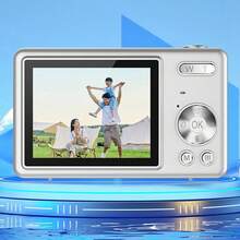 2.4英寸数码相机：5000万像素，16倍数码变焦，小型数码相机，圣诞礼物，附赠2张贴纸（银色） - Q12銀色+貼紙*2 - 查看 3