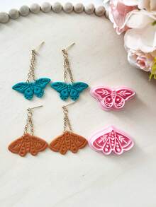 2pcs/Set, Butterfly & Moth Polymer Clay Earring Cutters,Embossing Clay Earring Cutter For Polymer Clay Jewelry Making, Polymer Clay Stud Earring Making Tool, Clay Jewelry Making Kit, DIY Earring Gift, - For Handmade Earring Making - Suitable For Beginners & Jewelry Artists, Polymer Clay Stud Earring Making Tool, Clay Jewelry Making Kit, Clay Earring Molds, Made By PLA
