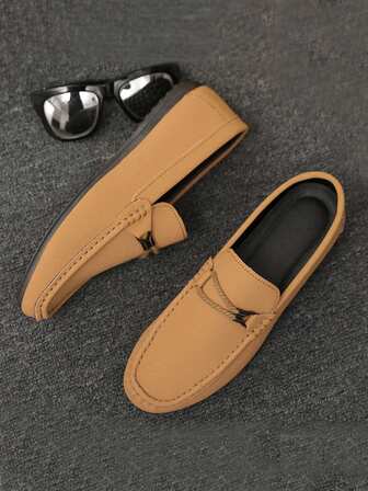 1 Pair Men's Versatile Slip-On Loafers, Casual Driving Moccasins With Soft Soles, New British Style
