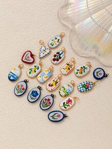 1pc Fashionable And Exquisite INS Cute And Simple Flower Strawberry Bow DIY Pendant, Plated With 18K Gold, Not Easy To Oxidize, Suitable For Wives And Mothers To Freely Match. - Multicolor - View 5